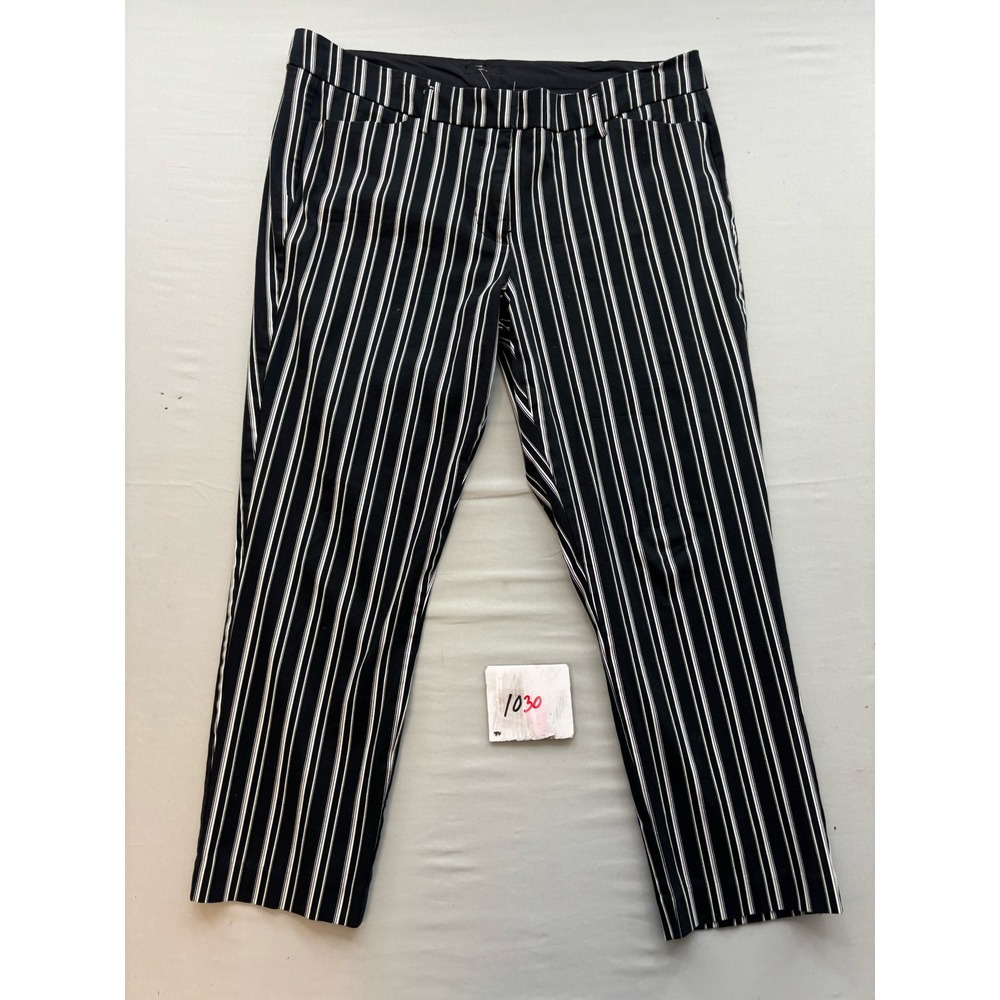 Worthington Womens Black White Striped Ankle Dress Pants Size 14 Tapered Leg